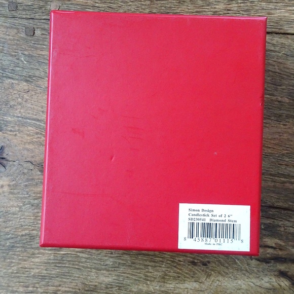 New in Box Set of 2 Simon Design Clear Crystal Diamond Stem Candlestick Holders - Picture 10 of 11